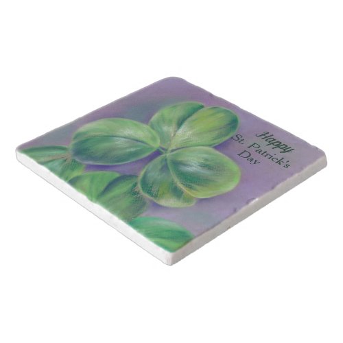 Green Clover Shamrocks on Purple St Patricks Day Trivet