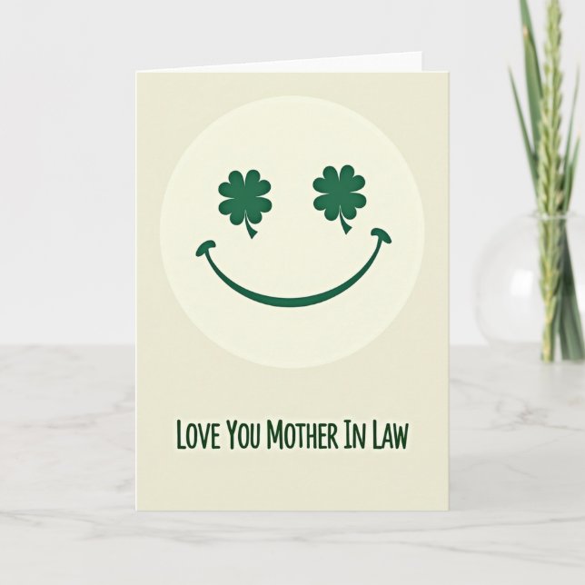 Green Clover Smiling Face Card (Front)