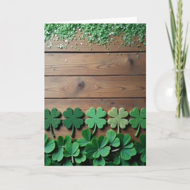 Green Clover Sparkle Card (Front)