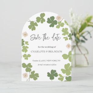 Green Clover Spring Wildflowers Wedding Save The Date