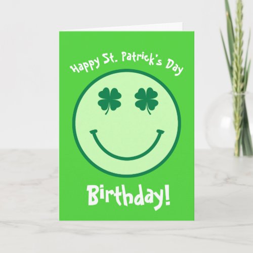 Green Clover StPatricks Day Birthday Card