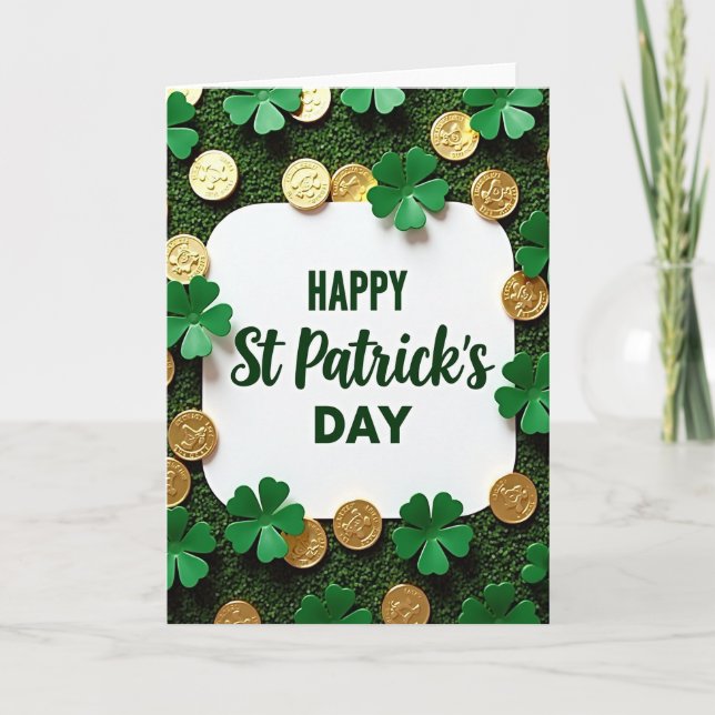Green Clover St Patricks Day Card (Front)
