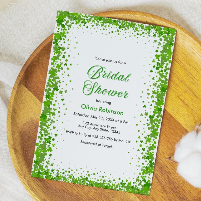 Green Clover St Patrick's Day Irish Bridal Shower  Invitation (Green Clover St Patrick's Day Irish Bridal Shower Invitation  )