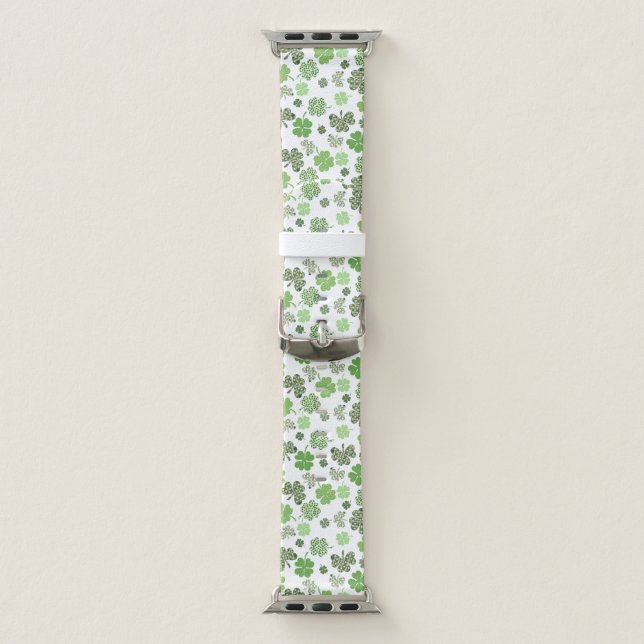 Green Clover St. Patrick's Day Shamrock Plaid Apple Watch Band (Band)