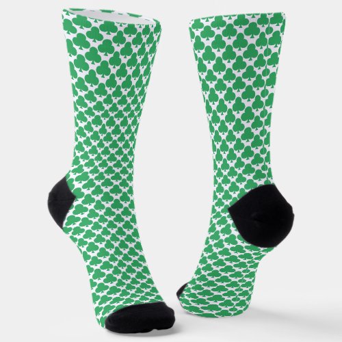 Green clover St Patricks Day socks for him or her