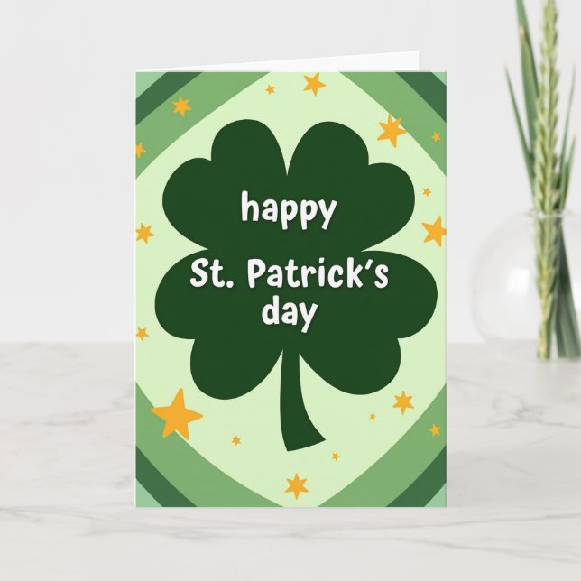 Green Clover Stars Day Card (Front)