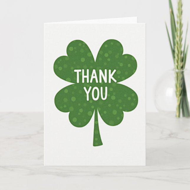 Green Clover Thank You Card (Front)