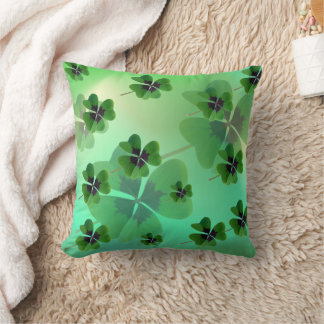 Green clover throw pillow