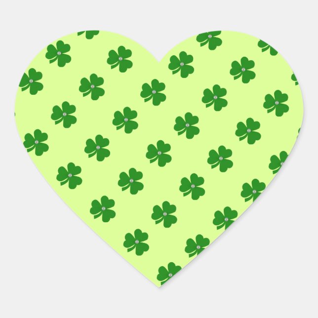 Green clover, white pearle for St. Patrick's day Heart Sticker (Front)