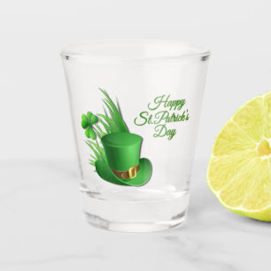 Green Clover with Leprachaun Shot Glass