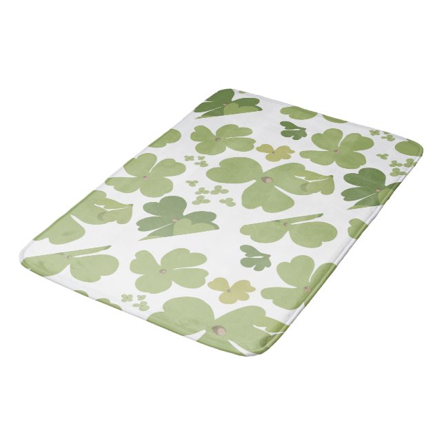 Green Cloverleaf St Patrick Day Garden Bath Mat (Angled)