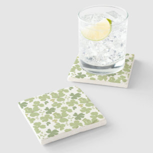 Green Cloverleaf St Patrick Day Garden Stone Coaster