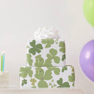 Green Cloverleaf St Patrick Day Garden Wrapping Paper