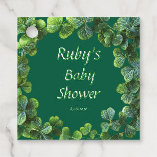 Green Clovers Baby Shower Favor Tags