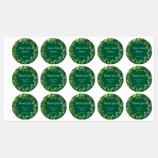 Green Clovers Baby Shower Labels