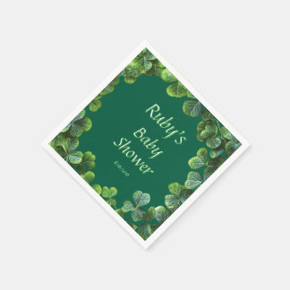 Green Clovers Baby Shower Napkins