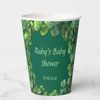 Green Clovers Baby Shower Paper Cups
