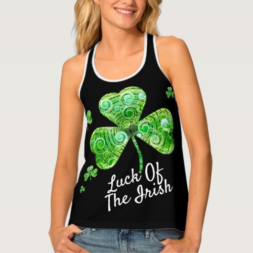 Green clovers  Luck of Irish Tank Top