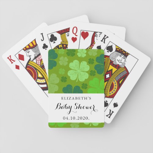 Green Clovers Lucky Clovers Baby Shower Poker Cards