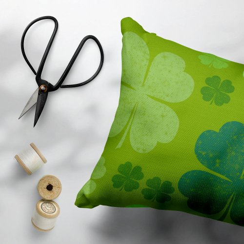 Green Clovers Lucky Clovers Saint Patricks Day Accent Pillow