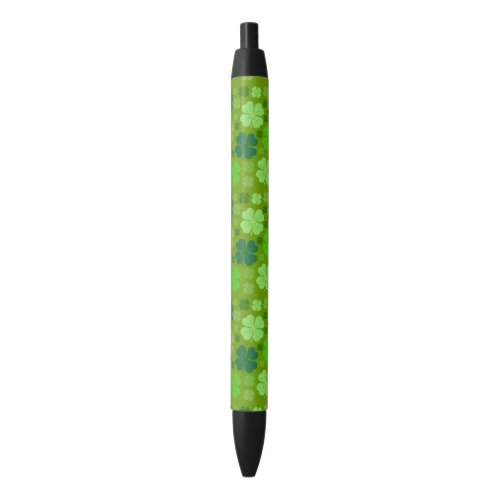 Green Clovers Lucky Clovers Saint Patricks Day Black Ink Pen