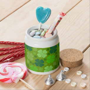 Green Clovers, Lucky Clovers, Saint Patrick's Day Candy Jar