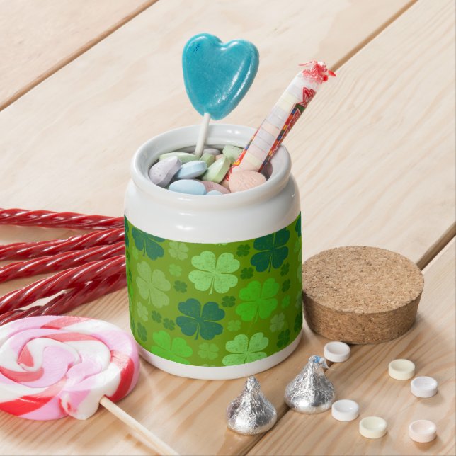 Green Clovers, Lucky Clovers, Saint Patrick's Day Candy Jar (In Situ)