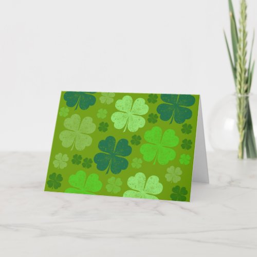 Green Clovers Lucky Clovers Saint Patricks Day Card