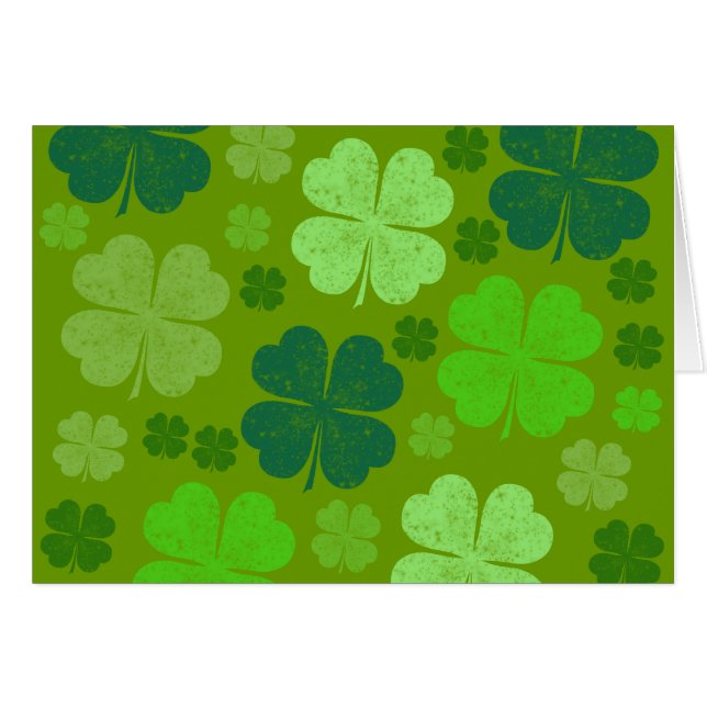 Green Clovers, Lucky Clovers, Saint Patrick's Day Cards (Front Horizontal)