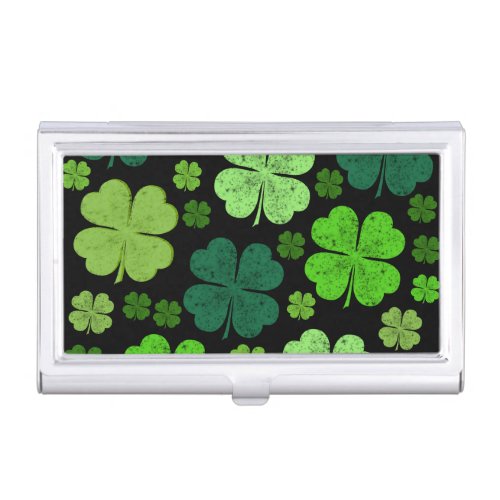 Green Clovers Lucky Clovers Saint Patricks Day Case For Business Cards