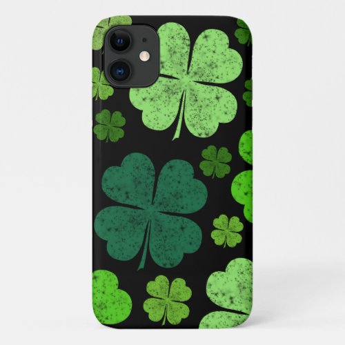 Green Clovers Lucky Clovers Saint Patricks Day iPhone 11 Case