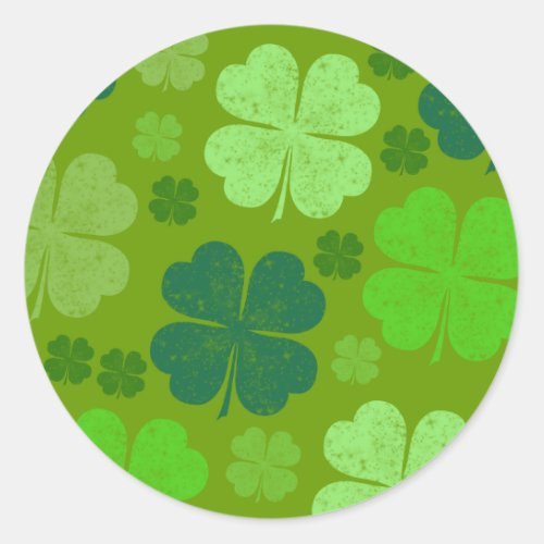 Green Clovers Lucky Clovers Saint Patricks Day Classic Round Sticker