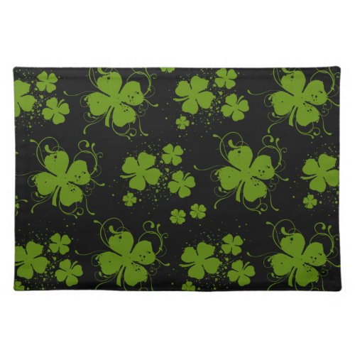 Green Clovers Lucky Clovers Saint Patricks Day Cloth Placemat