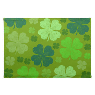 Green Clovers, Lucky Clovers, Saint Patrick's Day Cloth Placemat