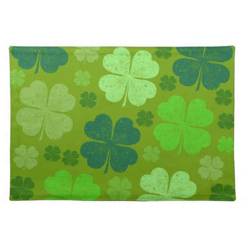 Green Clovers Lucky Clovers Saint Patricks Day Cloth Placemat