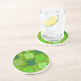 Green Clovers, Lucky Clovers, Saint Patrick's Day Coaster