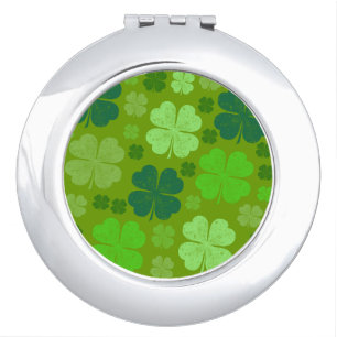 Green Clovers, Lucky Clovers, Saint Patrick's Day Compact Mirror