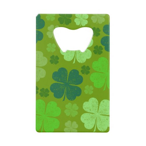 Green Clovers Lucky Clovers Saint Patricks Day Credit Card Bottle Opener