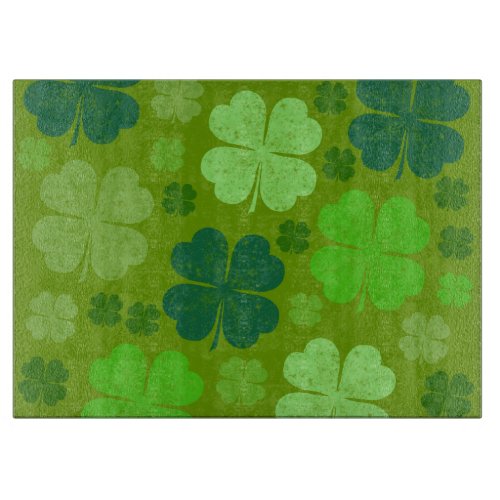 Green Clovers Lucky Clovers Saint Patricks Day Cutting Board