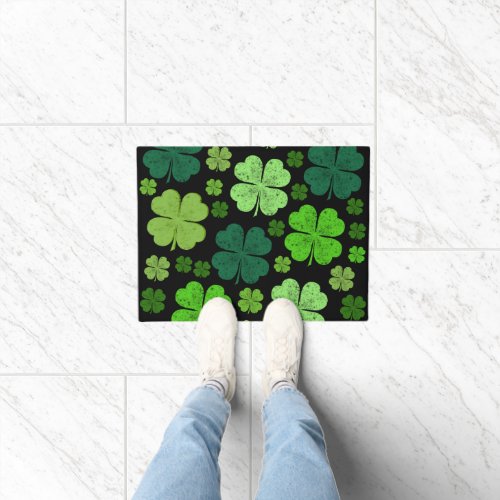 Green Clovers Lucky Clovers Saint Patricks Day Doormat