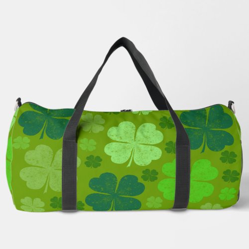 Green Clovers Lucky Clovers Saint Patricks Day Duffle Bag