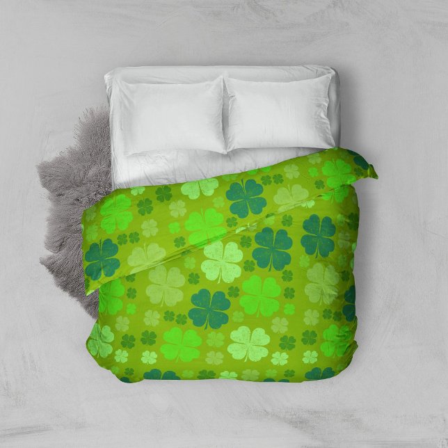 Green Clovers, Lucky Clovers, Saint Patrick's Day Duvet Cover (Creator Uploaded)