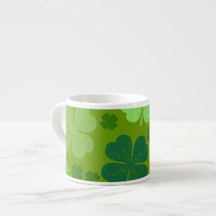 Green Clovers, Lucky Clovers, Saint Patrick's Day Espresso Cup