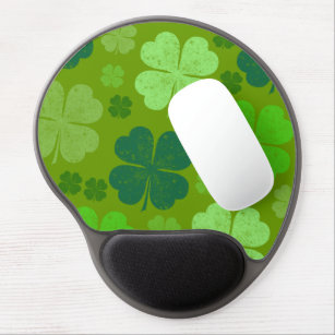 Green Clovers, Lucky Clovers, Saint Patrick's Day Gel Mouse Pad