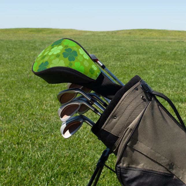 Green Clovers, Lucky Clovers, Saint Patrick's Day Golf Head Cover (In Situ)