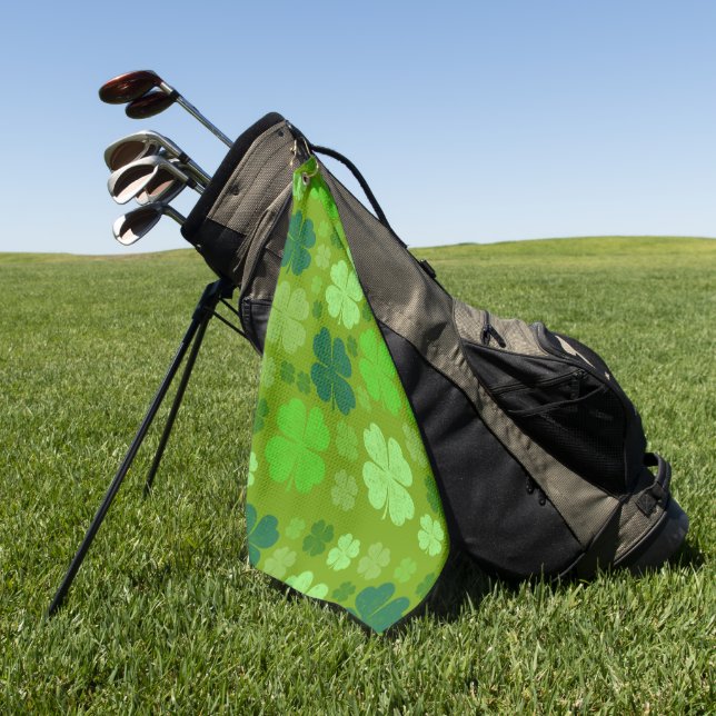 Green Clovers, Lucky Clovers, Saint Patrick's Day Golf Towel (Green)