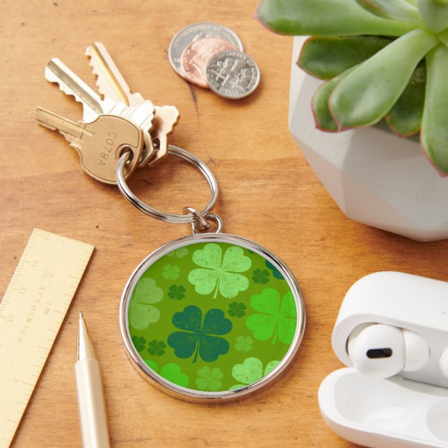 Green Clovers, Lucky Clovers, Saint Patrick's Day Keychain (Desk)