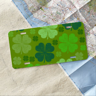 Green Clovers, Lucky Clovers, Saint Patrick's Day License Plate