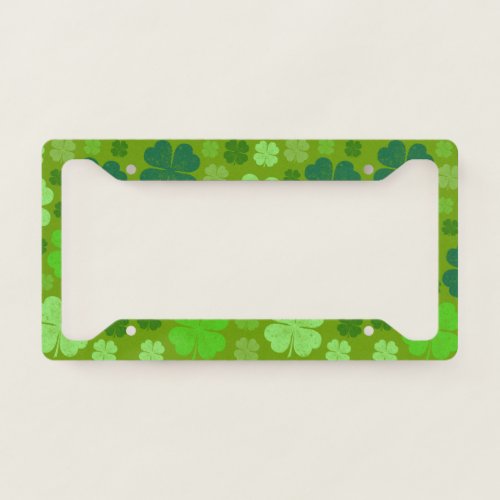 Green Clovers Lucky Clovers Saint Patricks Day License Plate Frame