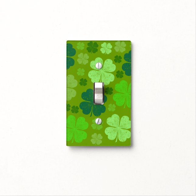 Green Clovers, Lucky Clovers, Saint Patrick's Day Light Switch Cover (In Situ)